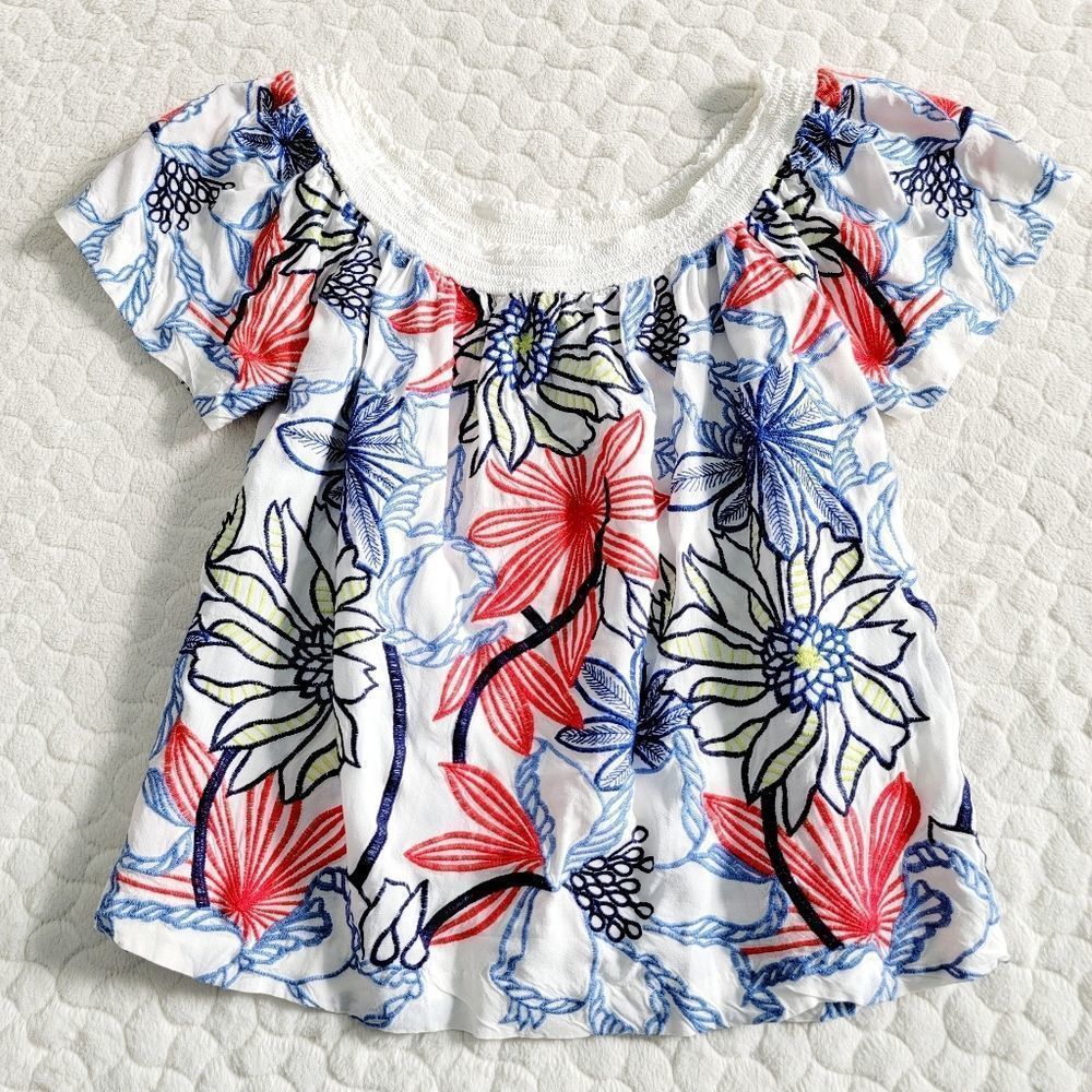 Stitch Fix Skies Are Blue embroidered senorita blouse top floral shirt